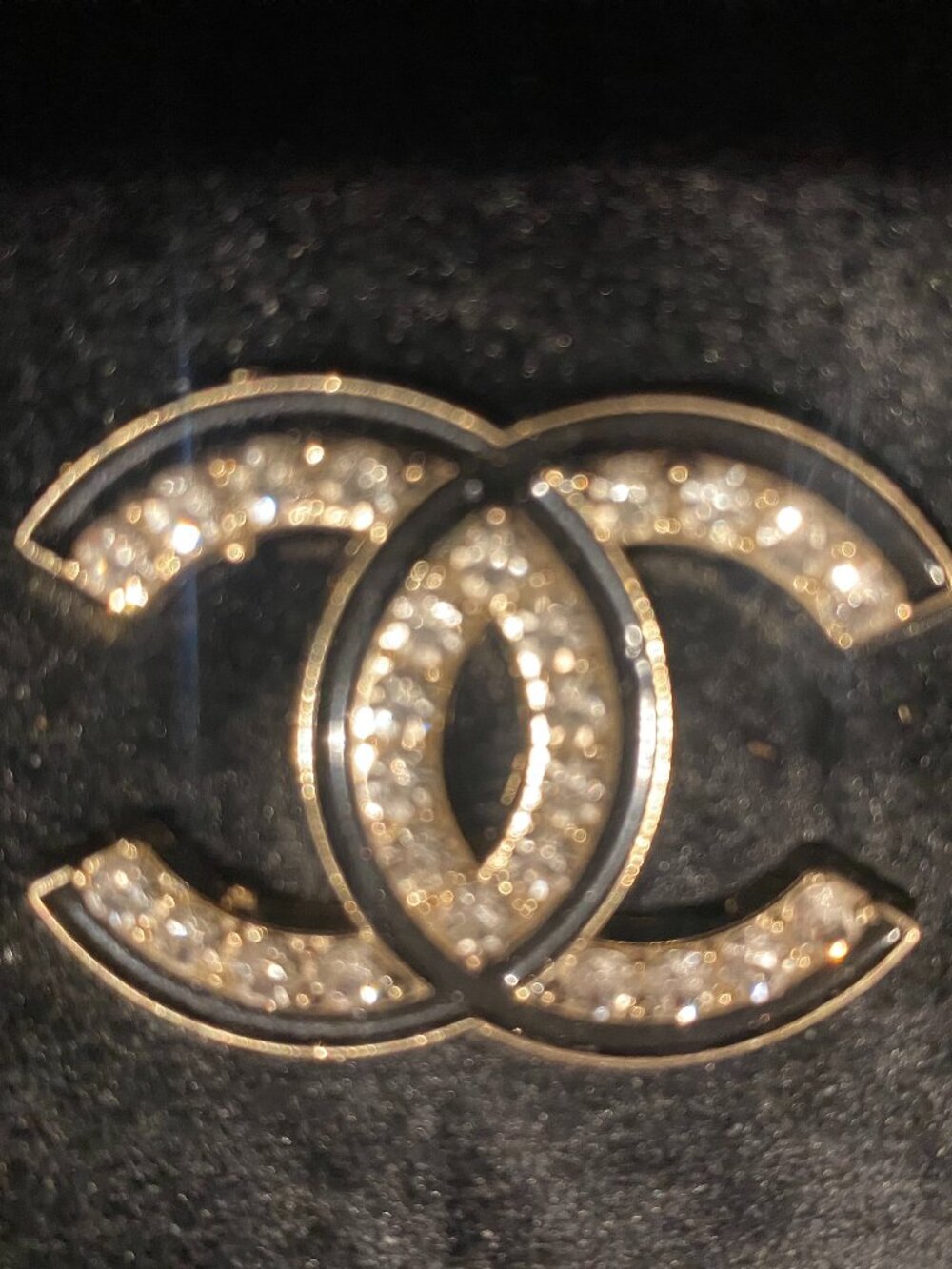 CC Silver tone Emblem Black with Rhinestones